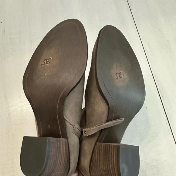 Sam Edelman Women’s ZipUp Pointed Toe Gray/Tan Leather Heeled Booties Sz 8M GUC - Picture 15 of 15